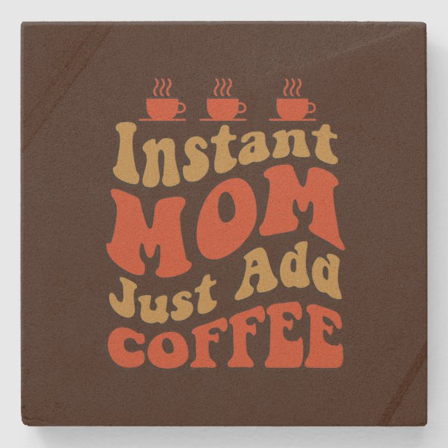 Funny instant Mum word art  Stone Coaster (Front)