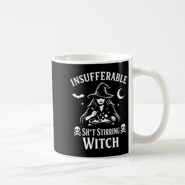 Funny insufferable stirring witch halloween gothic coffee mug (Right)