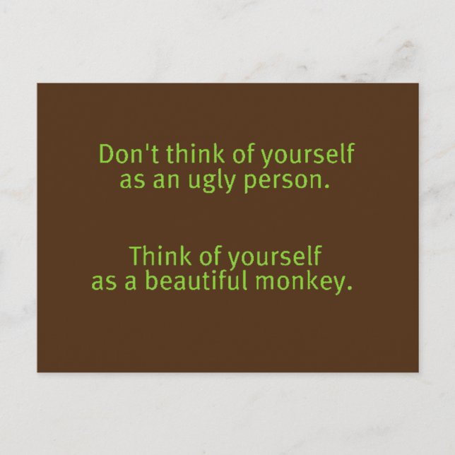 FUNNY INSULTS NOT UGLY PERSON BEAUTIFUL MONKEY POS POSTCARD (Front)