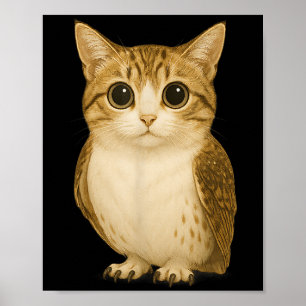 Funny Internet Trendy Meme Cursed Cat Owl Hybrid Poster