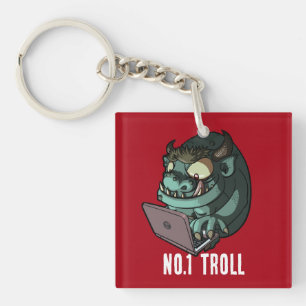 Funny Internet Troll Number 1 Troll Laptop Cartoon Key Ring