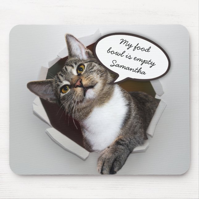 Funny Interrupting Cat Personalised Mouse Pad (Front)
