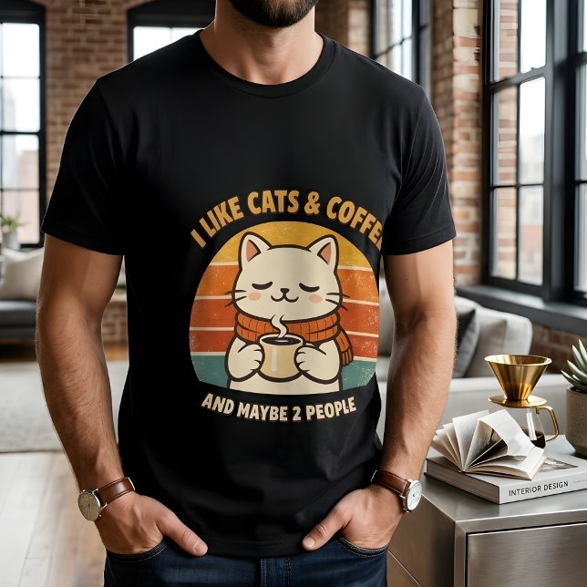 Funny Introvert Cat I Like Cats & Coffee T-Shirt (Creator Uploaded)