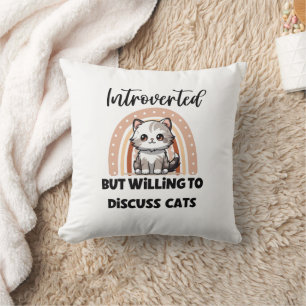 Funny Introvert Cat Lover Quote Cushion