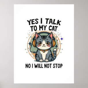 Funny Introvert Cat Lover Quote Cute Cat Humour Poster