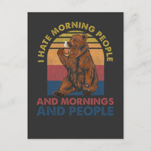 Funny Introvert Coffee Lover Coffeine Bear Morning Postcard