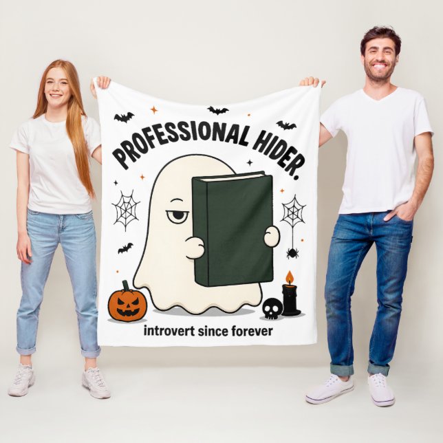Funny Introvert Ghost Professional Hider Halloween Fleece Blanket (In Situ)