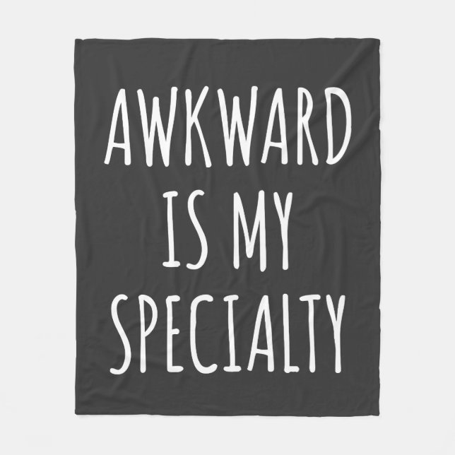 Funny Introvert Humour Quote Awkward Fun Black Fleece Blanket (Front)