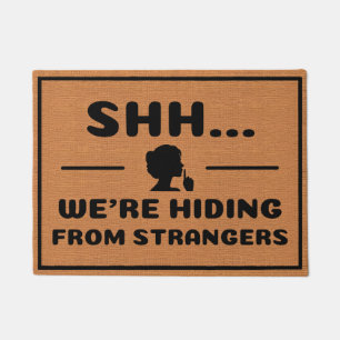 Funny Introvert Humour Rustic Brown Minimalist Doormat