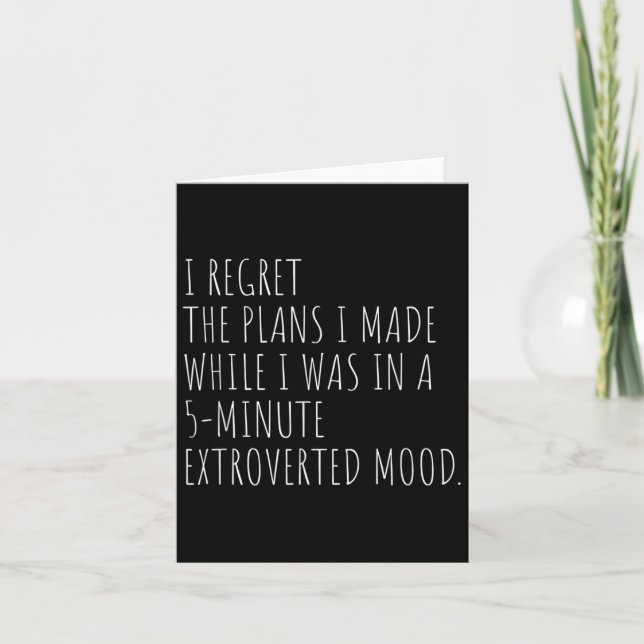 Funny Introvert Plans Quote Introvert Graphic Sarc Card (Front)