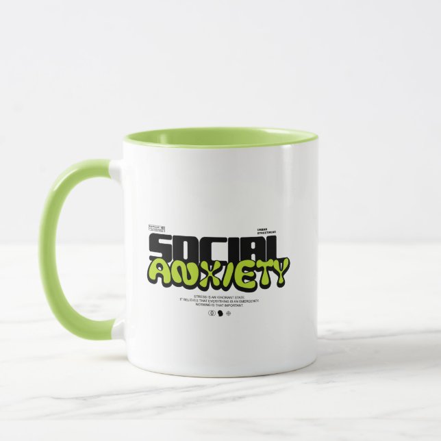 Funny Introvert "Social Anxiety" Quote Mug (Left)