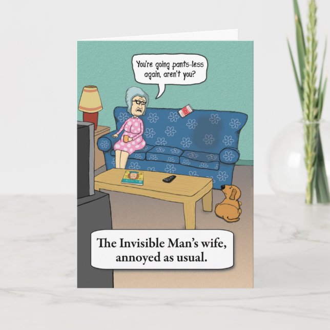 Funny Invisible Man's Wife Birthday Card (Front)
