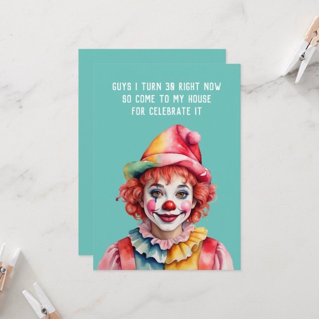 funny invitation birthday party at 30th (Front/Back In Situ)