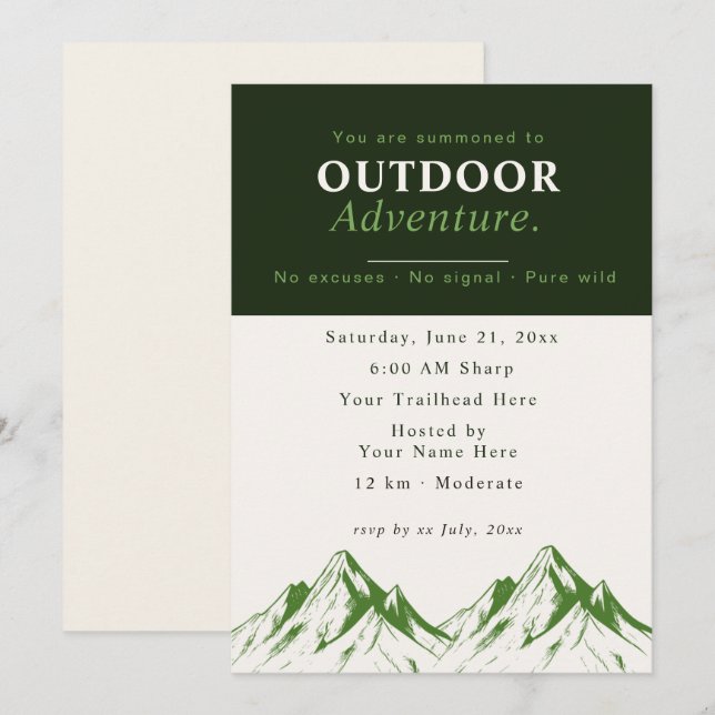 Funny Invitation | outdoor adventure (Front/Back)
