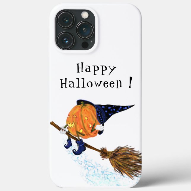 Funny iPhone Case Halloween Witch Pumpkin Flying (Back)