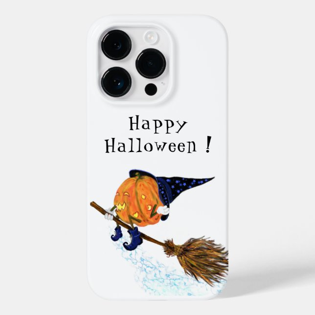 Funny iPhone Case Halloween Witch Pumpkin Flying (Back)
