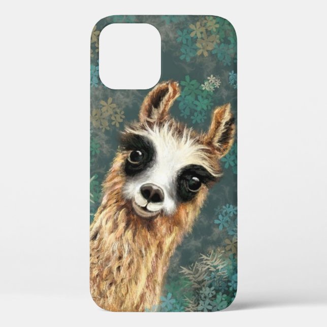 Funny iPhone Case with Curious Llama (Back)