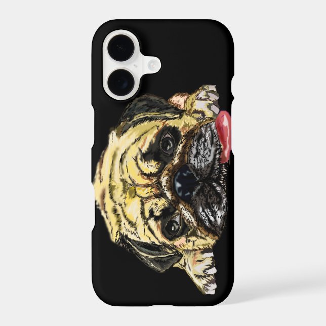 Funny iPhone Case with Pug Dog - Your Colours (Back)