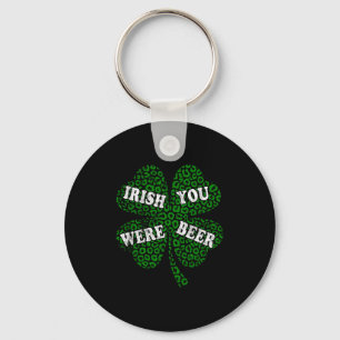 Funny irish beer shamrock cheetah st.patrick's day key ring