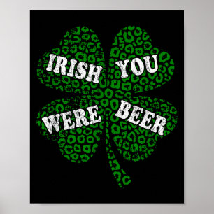 Funny irish beer shamrock cheetah st.patrick's day poster