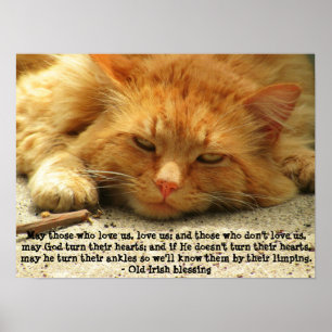 Funny Irish Blessing with Smiling Kitty Poster