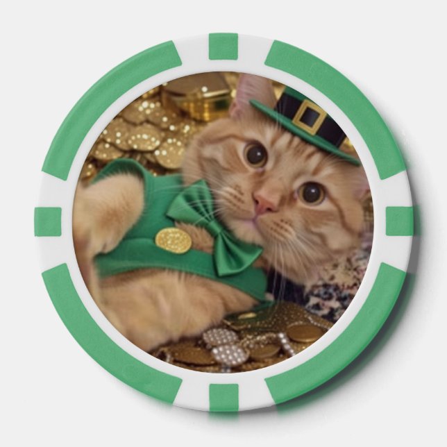 Funny Irish Cat Lucky Poker Chip (Front)