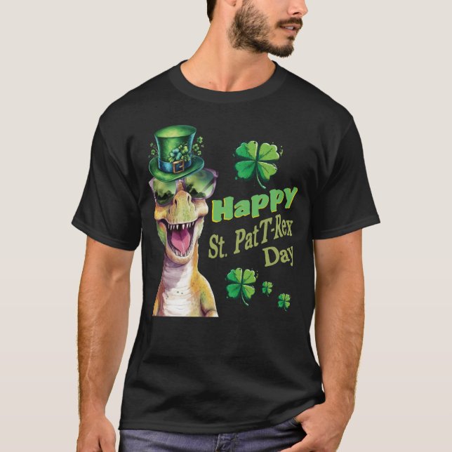Funny Irish Dinosaur St. Patricks T-Shirt (Front)
