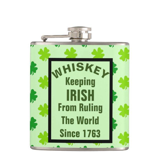 Funny Irish Drinking Humour Joke Booze Whiskey Hip Flask (Front)