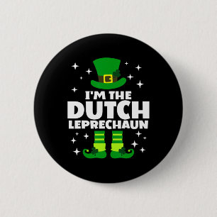 Funny Irish Dutch Leprechaun Happy St Patricks Day 6 Cm Round Badge