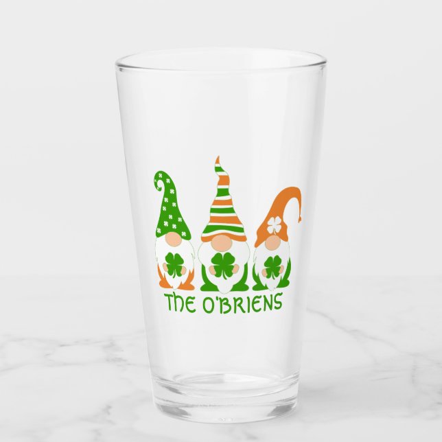 Funny Irish Gnomes Glass (Front)