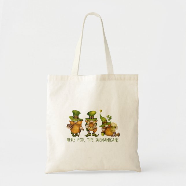 Funny Irish Gnomes Shenanigans St Patrick's Day Tote Bag (Front)