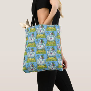 FUNNY IRISH HEN, GREEN EGGS AND SHAMROCKS CUTE TOTE BAG