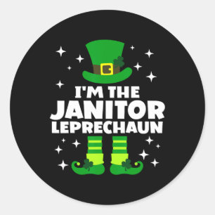 Funny Irish Janitor Leprechaun Happy St Patricks D Classic Round Sticker