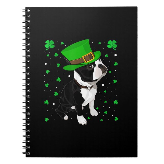 Funny Irish Leprechaun Hat Boston Terrier Notebook (Front)