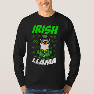 Funny Irish Llama Alpaca Face Cute St Patrick Day T-Shirt