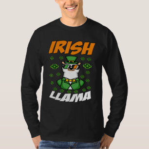 Funny Irish Llama Alpaca Face Cute St Patrick Day  T-Shirt
