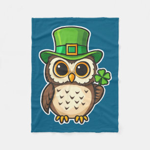 Funny irish owl st patrick's day lucky charm fleece blanket