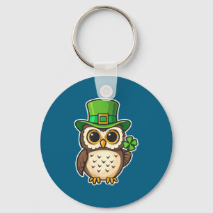 Funny irish owl st patrick's day lucky charm key ring