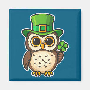 Funny irish owl st patrick's day lucky charm magnet