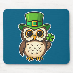 Funny irish owl st patrick's day lucky charm  mouse pad