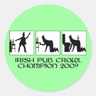 Funny Irish pub crawl Classic Round Sticker