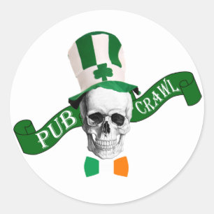 Funny Irish pub crawl Classic Round Sticker