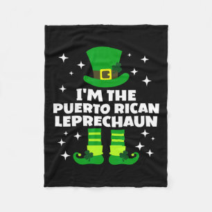 Funny Irish Puerto Rican Leprechaun St Patricks Da Fleece Blanket