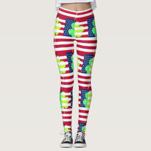 Funny Irish Shamrock American Flag St. Patrick Leggings
