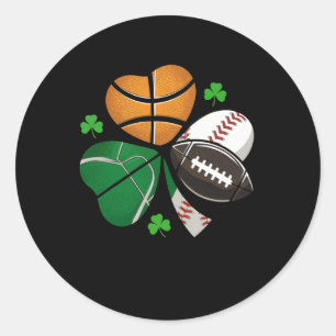 Funny Irish Sports Shamrock Baseball Basketball Fo Classic Round Sticker
