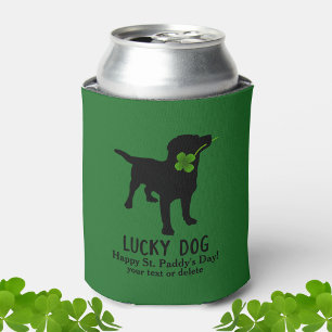 Funny Irish St. Patrick's Day Black Lab Lucky Dog Can Cooler