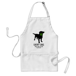 Funny Irish St. Patrick's Day Black Lab Lucky Dog Standard Apron