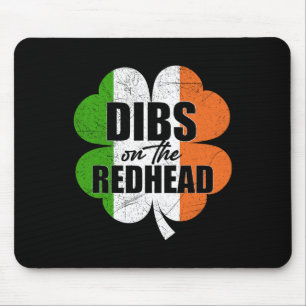 Funny Irish St Patricks Day Shamrock Dibs On The R Mouse Pad