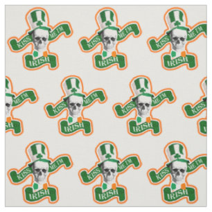 Funny Irish St Patricks day skull Fabric