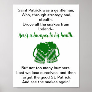 Funny Irish Toast St. Patrick's Day Poster